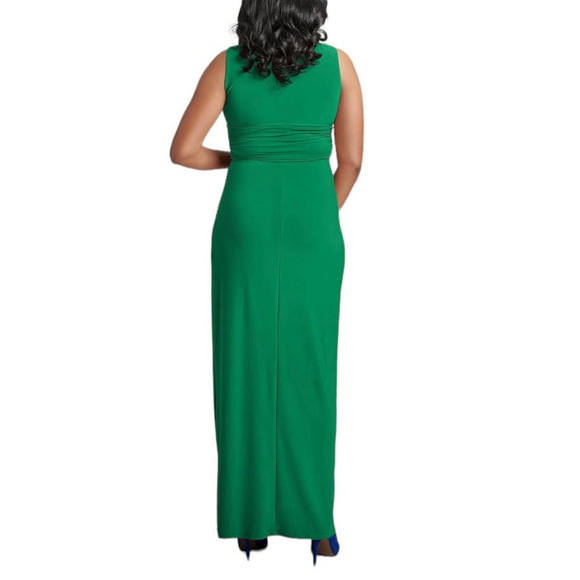 KASPER Women's Charlotte V-Neck Ruffle-Trim Maxi Dress Green XXL NWT - Picture 3 of 7